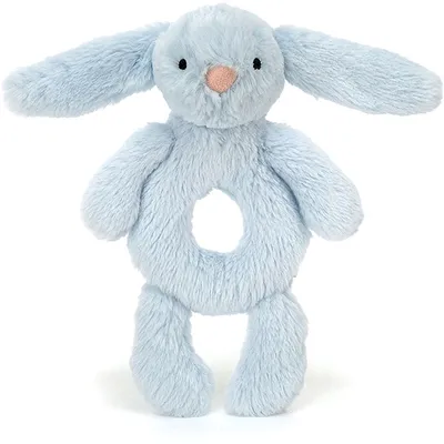 Bashful Bunny Ring Rattle Baby (Blue - Medium)