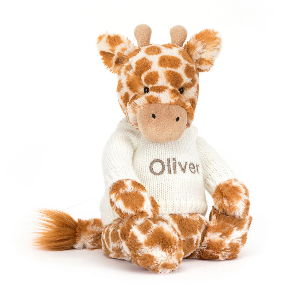 Bashful Giraffe with Personalised Cream Jumper (Large)