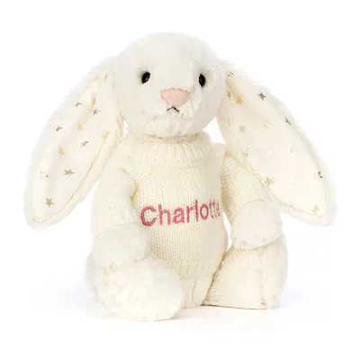 Bashful Twinkle Bunny with Personalised Cream Jumper (Medium)