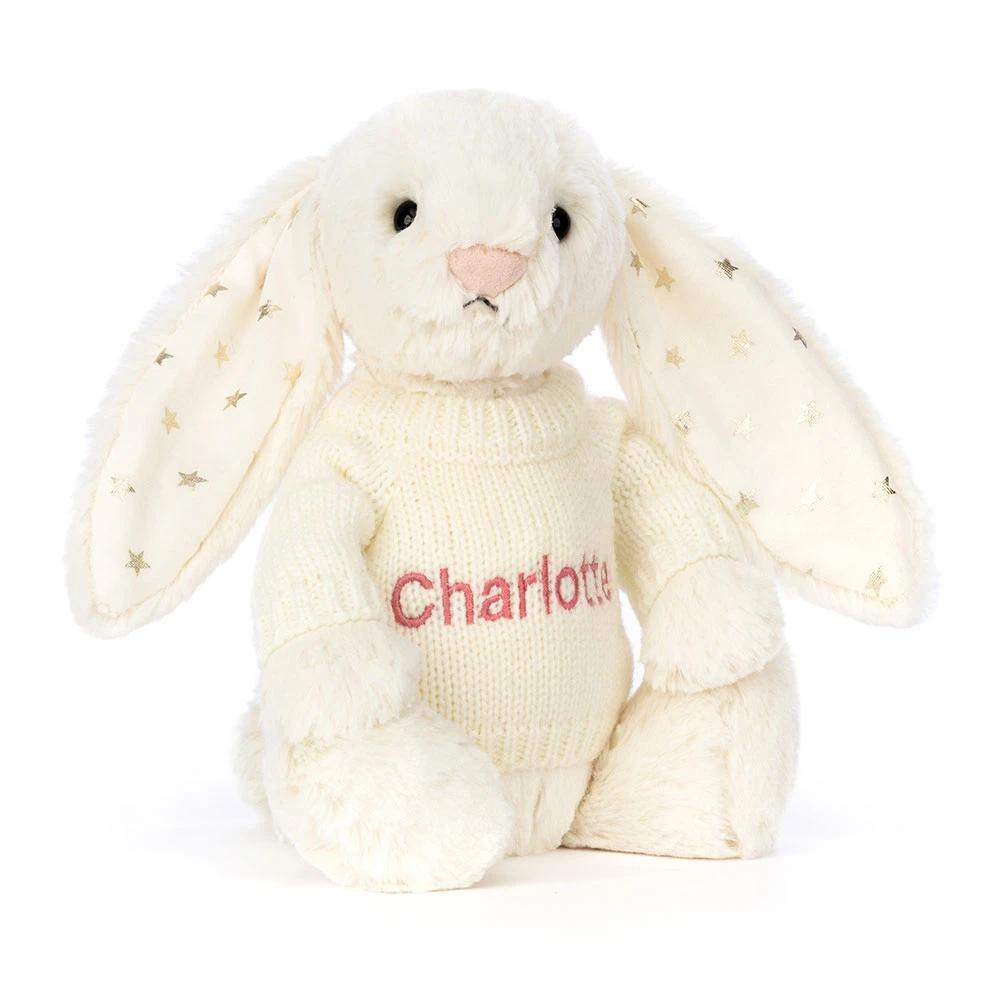 Bashful Twinkle Bunny with Personalised Cream Jumper (Medium)