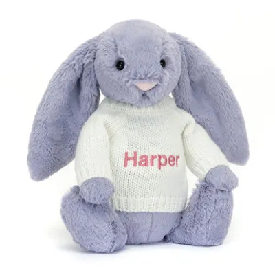 Bashful Viola Bunny with Personalised Cream Jumper (Medium)
