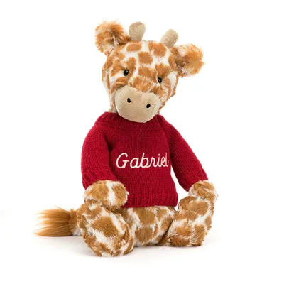 Bashful Giraffe with Personalised Red Jumper (Large)