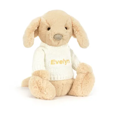 Bashful Luxe Puppy Orlando with Personalised Cream Jumper (Large)