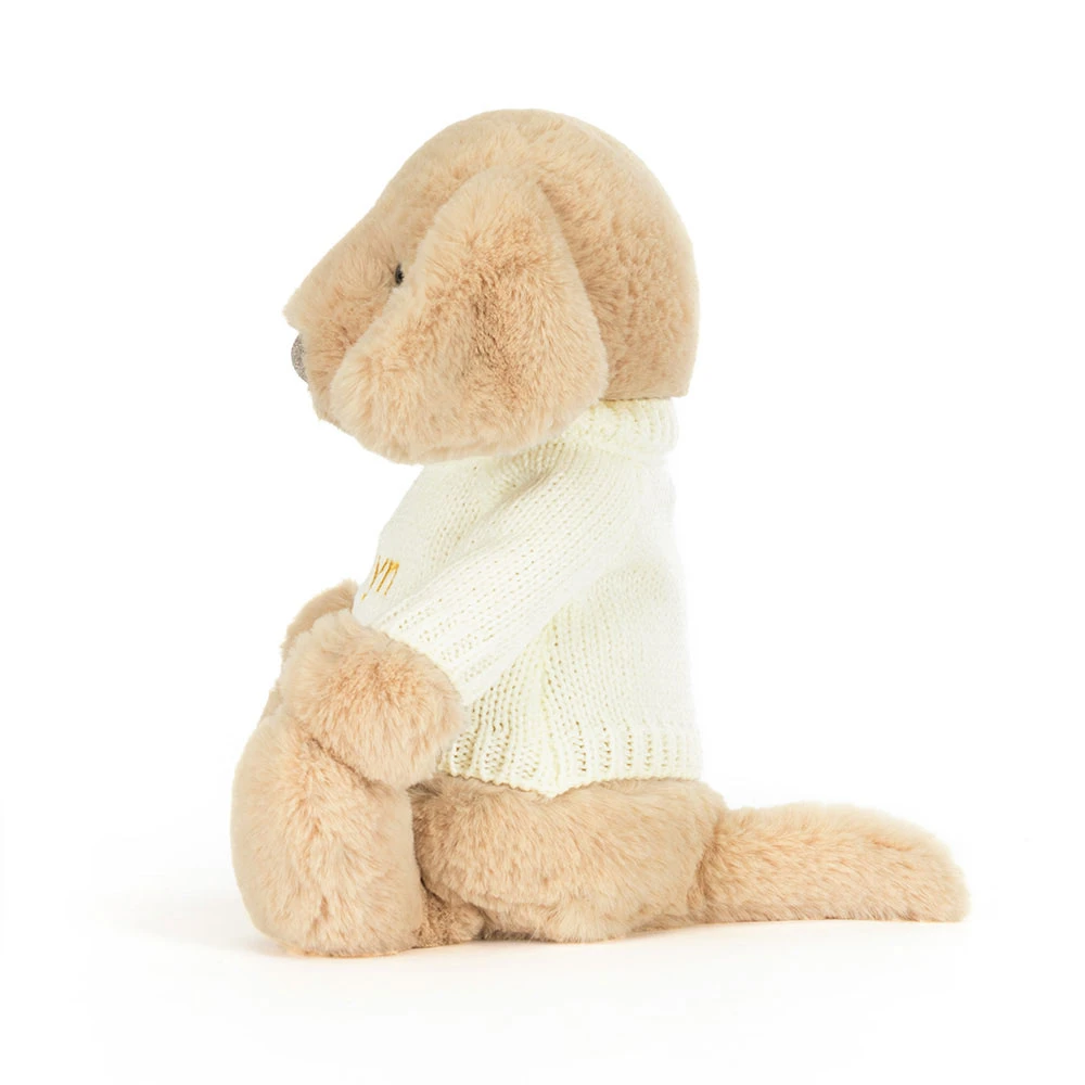 Bashful Luxe Puppy Orlando with Personalised Cream Jumper (Large)