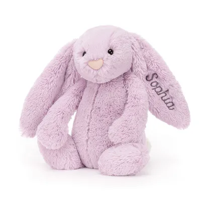 Personalised Bashful Lilac Bunny (Medium)