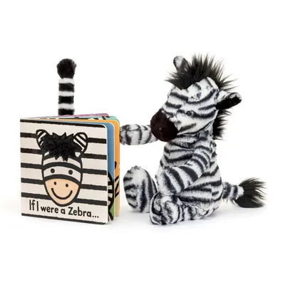 If I Were A Zebra Board Book and Bashful Zebra (Medium)