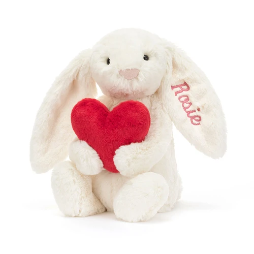 Personalised Bashful Red Love Heart Bunny (Medium)