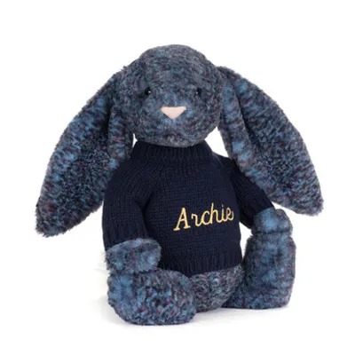Hopscone Luxe Bunny with Personalised Navy Jumper