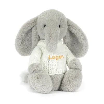 Bashful Luxe Elephant Thuddeus with Personalised Cream Jumper