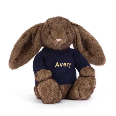 Hoppleston Luxe Bunny with Personalised Navy Jumper