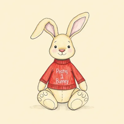 Bashful Beige Bunny with Personalised Red Jumper