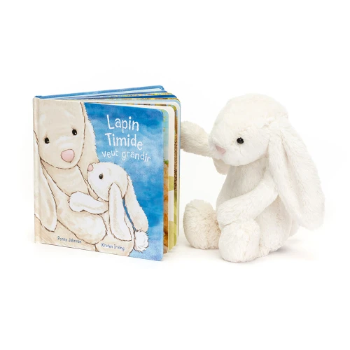 Lapin Timide Veut Grandir Livre and Bashful Cream Bunny (Medium)