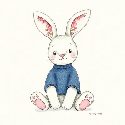 Blushkin Blossom Luxe Bunny with Personalised Navy Jumper