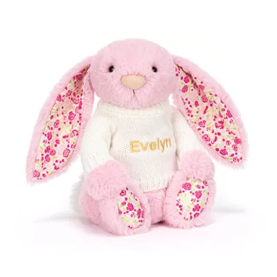 Blushkin Blossom Luxe Bunny with Personalised Cream Jumper