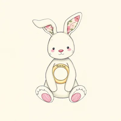 Blossom Tulip Pink Bunny Wooden Teething Ring & Rattle