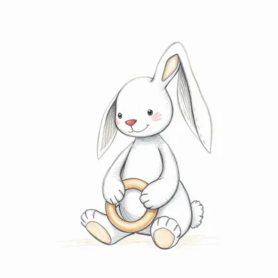 Bashful Silver Bunny Wooden Teething Ring & Rattle