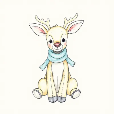 Bashful Reindeer with Scarf
