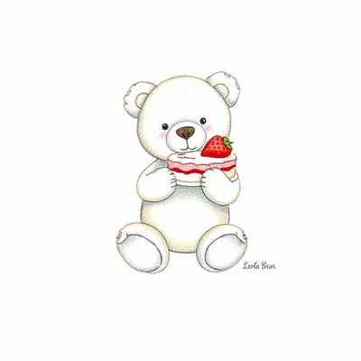 Leola Bear with Strawberry Cake