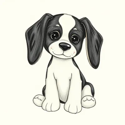 Bashful Black & Cream Puppy - Huge