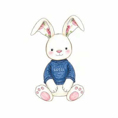 Blossom Tulip Bunny with Personalised Navy Jumper