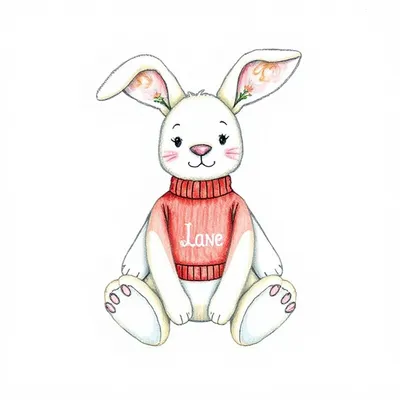 Blossom Tulip Bunny with Personalised Red Jumper