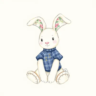 Blossom Sage Bunny with Personalised Navy Jumper