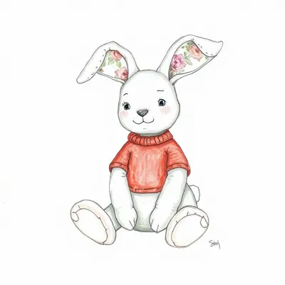 Blossom Sage Bunny with Personalised Red Jumper