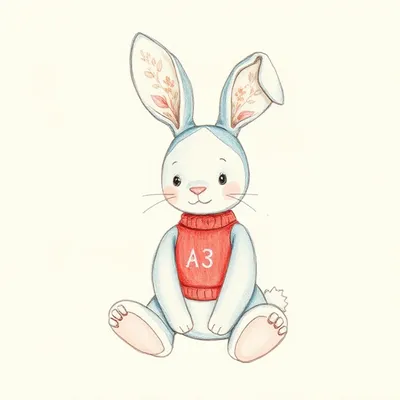 Blossom Dusky Blue Bunny with Personalised Red Jumper