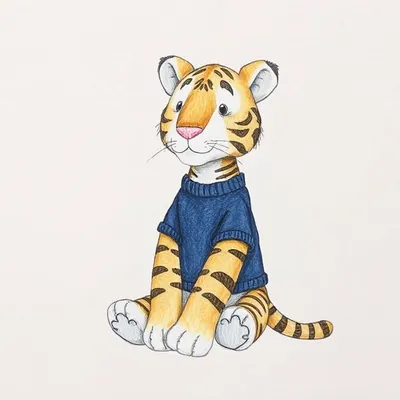 Bashful Tiger with Personalised Navy Jumper