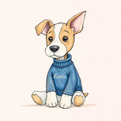 Bashful Terrier with Personalised Navy Jumper