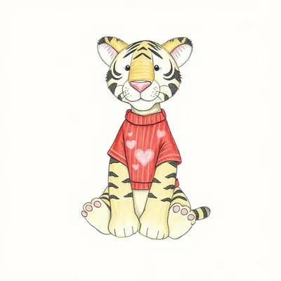 Bashful Tiger with Personalised Red Jumper