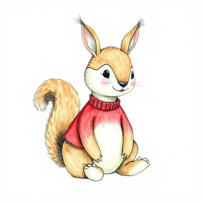 Bashful Squirrel with Personalised Red Jumper