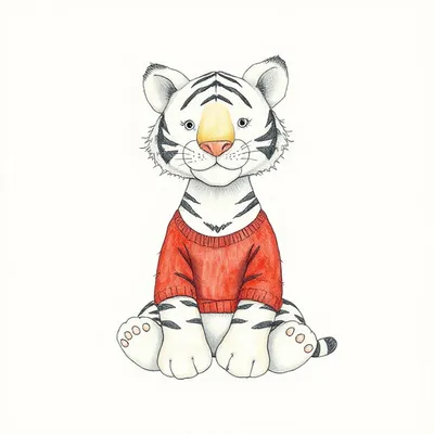 Bashful Snow Tiger with Personalised Red Jumper