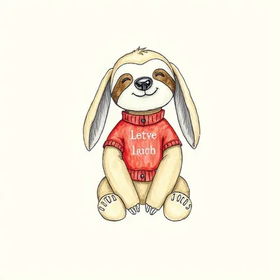 Bashful Sloth with Personalised Red Jumper