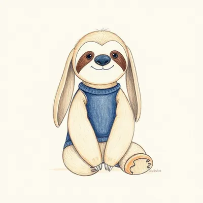 Bashful Sloth with Personalised Navy Jumper
