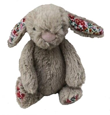 Bashful Beige Blossom Bunny (Red, Green Print)