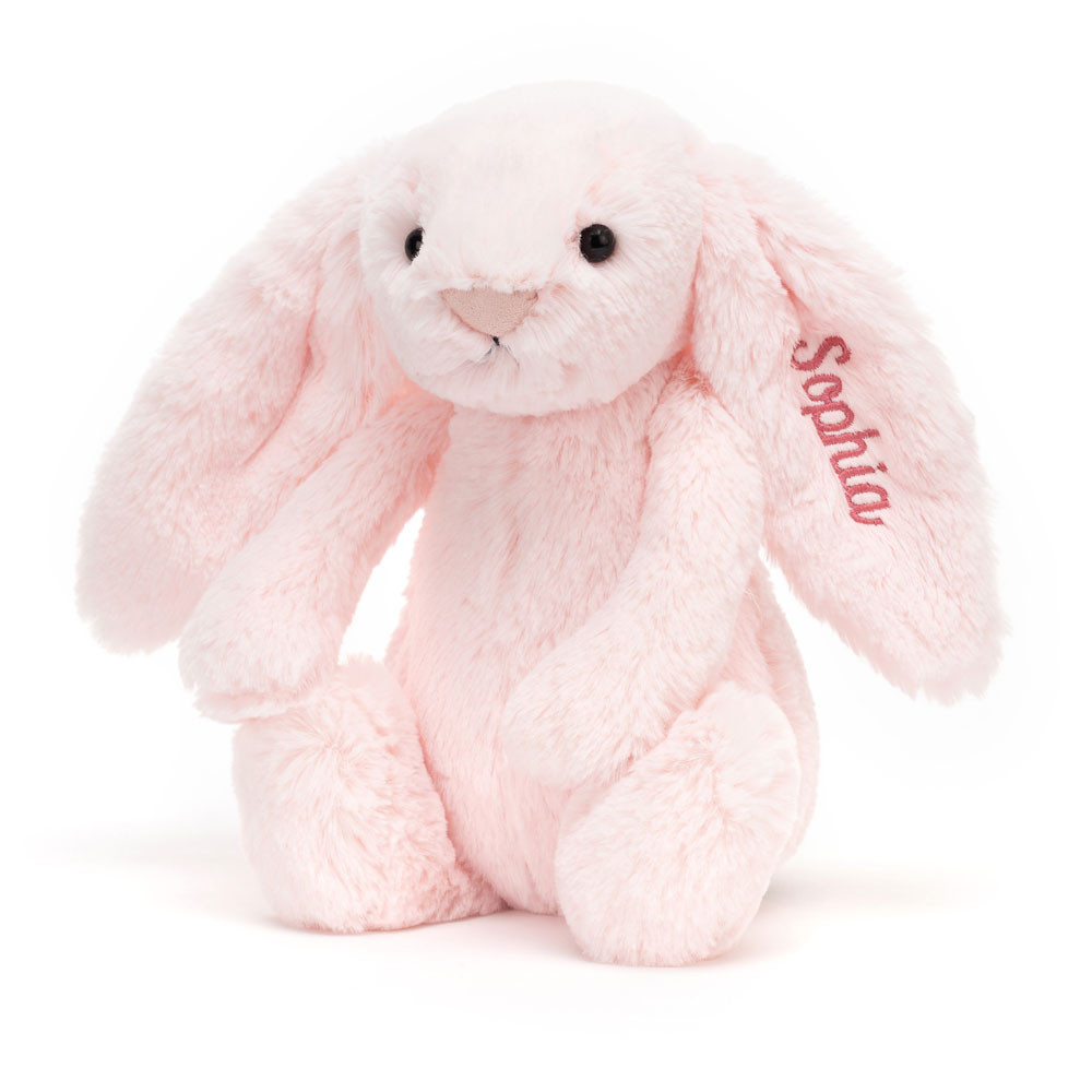 Personalised Bashful Pink Bunny (Medium)