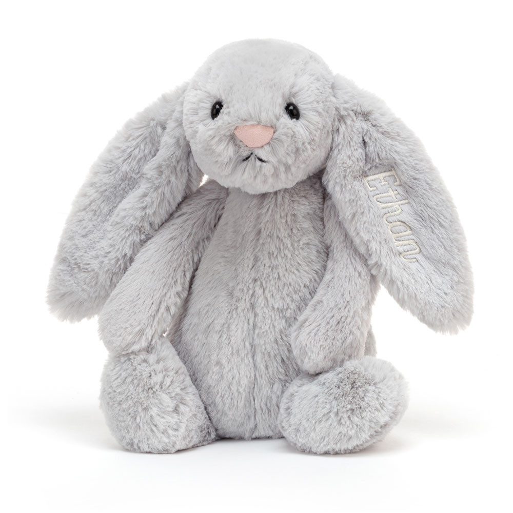 Personalised Bashful Silver Bunny (Medium)