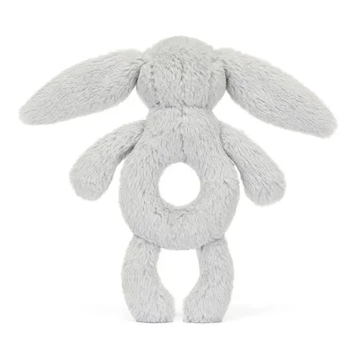 Bashful Bunny Ring Rattle (Silver - Medium)