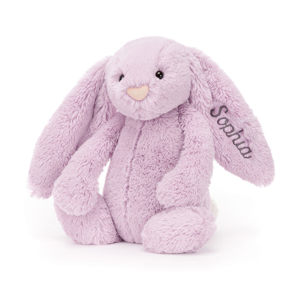 Personalised Bashful Lilac Bunny (Medium)