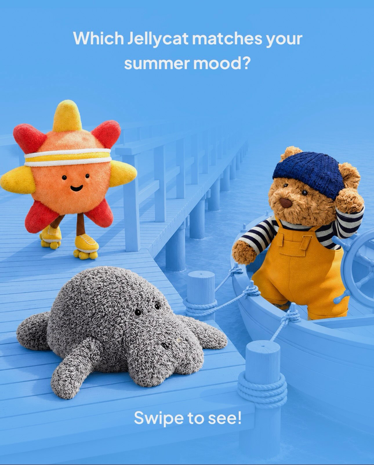 Which Jellycat matches your summer mood? Comment below 🏖️💙