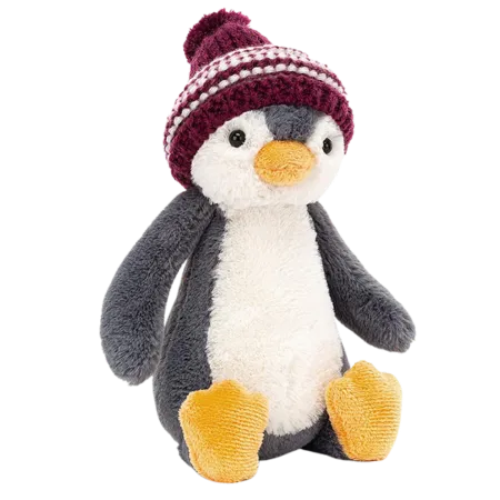 Bashful Bobble Hat Penguin (Burgundy)