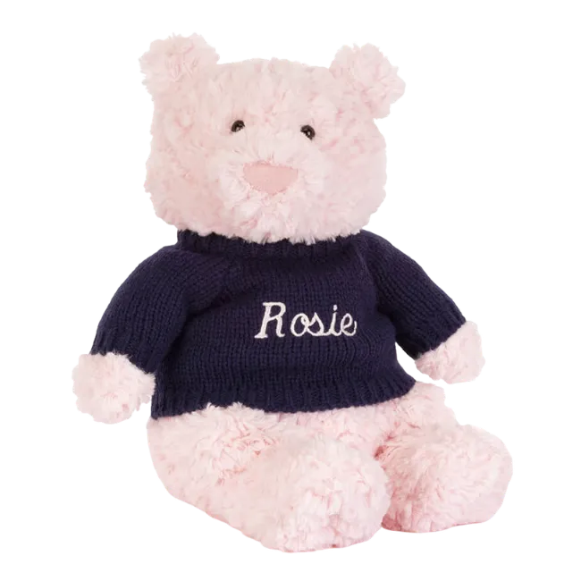 Leola Bear with Personalised Navy Jumper