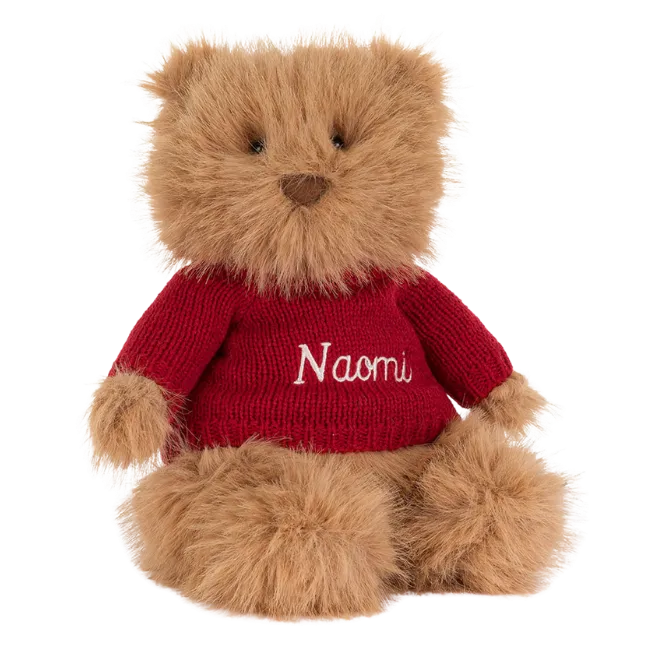 Bartholomew Bear Bouffant with Personalised Red Jumper
