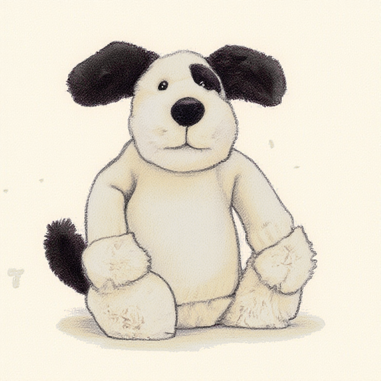 Bashful Black & Cream Puppy with Personalised Cream Jumper