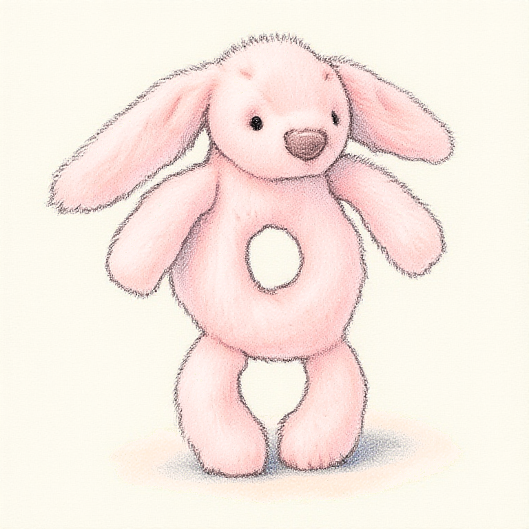 Bashful Bunny Ring Rattle (Cream)