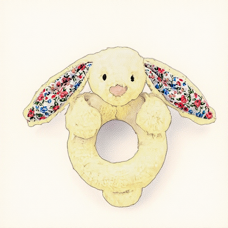 Cream Bunny Ring Rattle