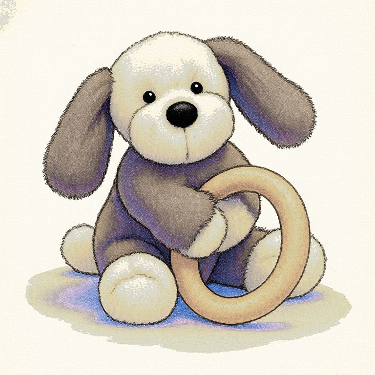 Shooshu Puppy Wooden Teething Ring & Rattle