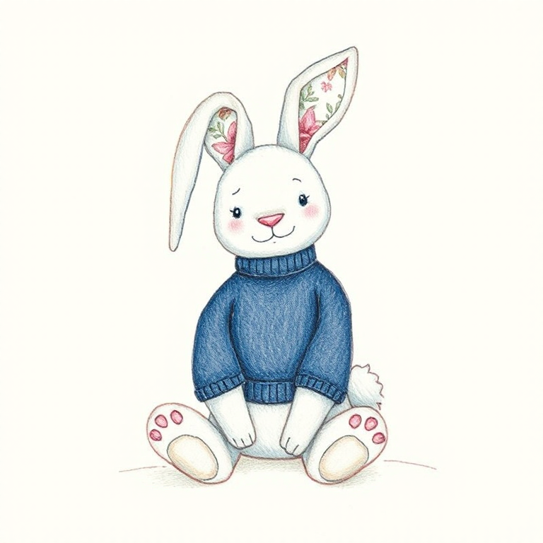Blossom Dusky Blue Bunny with Personalised Navy Jumper