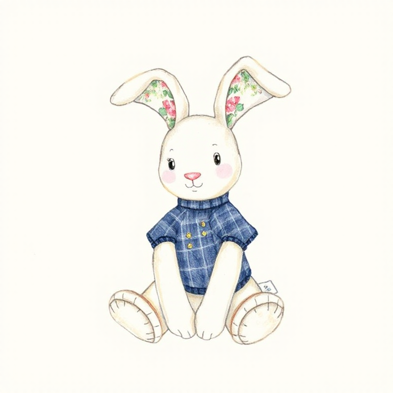 Blossom Sage Bunny with Personalised Navy Jumper